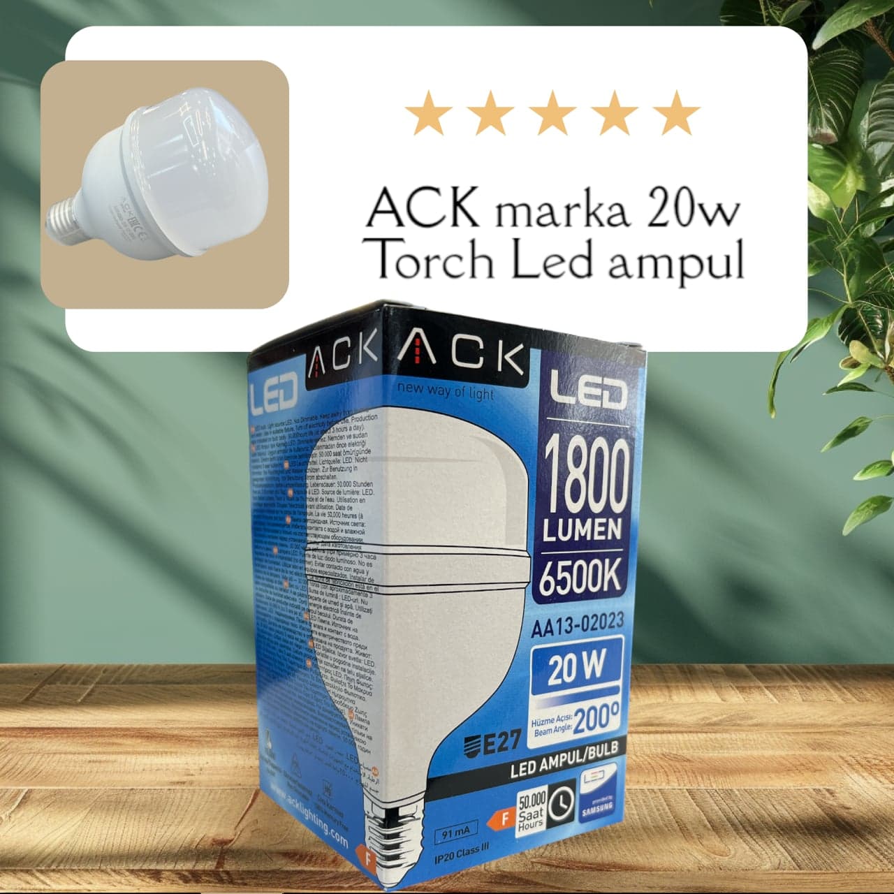ACK 20W 220-240V E27 6500K Dob T100 Led Ampul AA13-02023