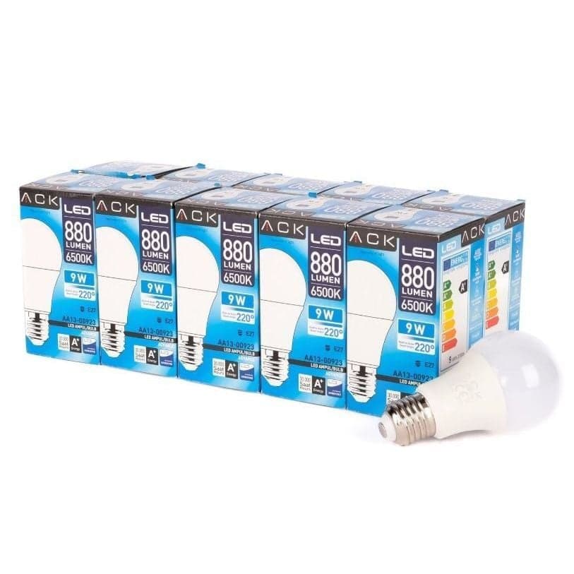 ACK AA13-00923 9W E27 6500K Beyaz A60 Led Ampul 10 Lu Paket