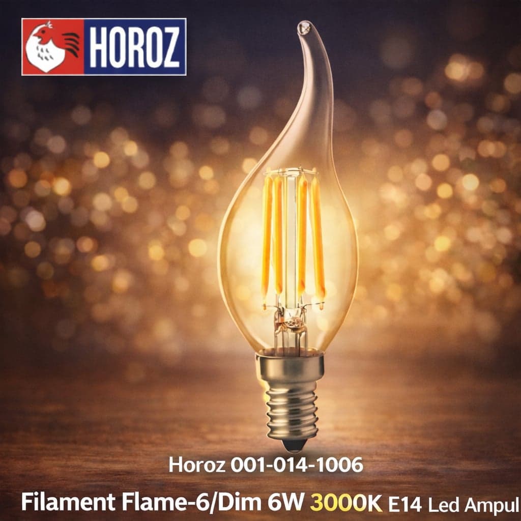Horoz 001-014-1006 Filament Flame-6/Dim 6W 3000K E14 Led Ampul