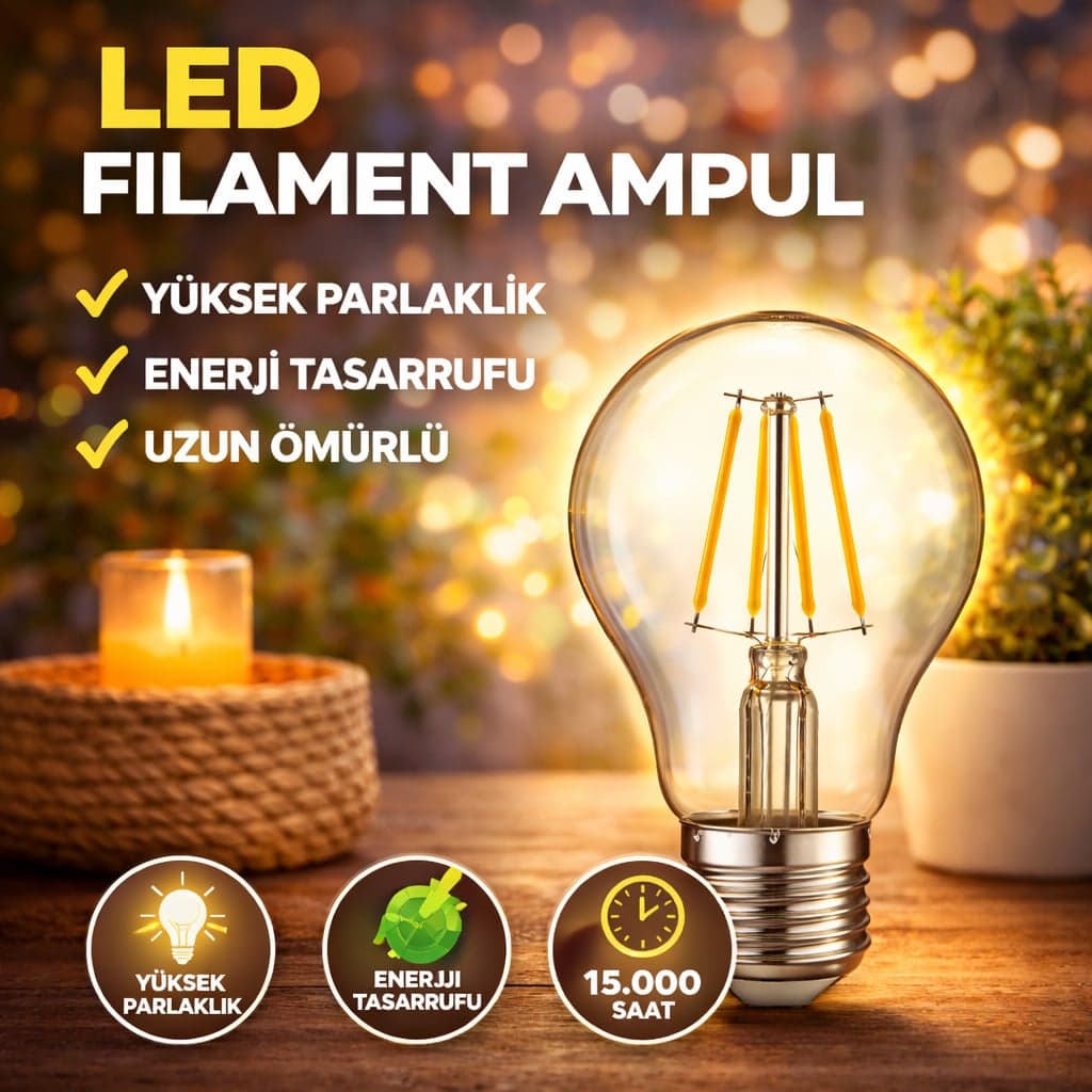 Horoz 001-015-0004 Filament Globe-4 4W 3000K E27 Led Ampul